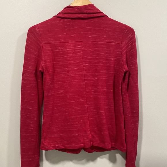 LUCKY LOTUS Jacket Brick Red Burgundy Shawl Collar Zip Sweatshirt SMALL - Picture 6 of 11